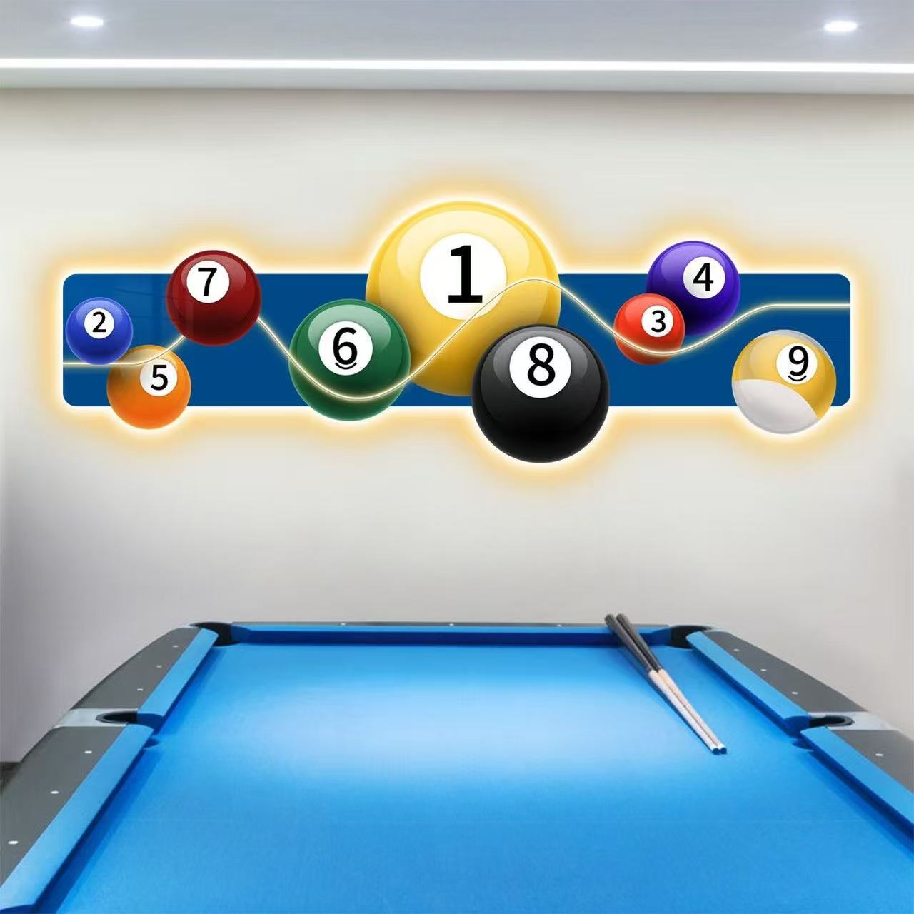Hall Table Tennis - لوحة ديكور لقاعة البلياردو مع إضاءة