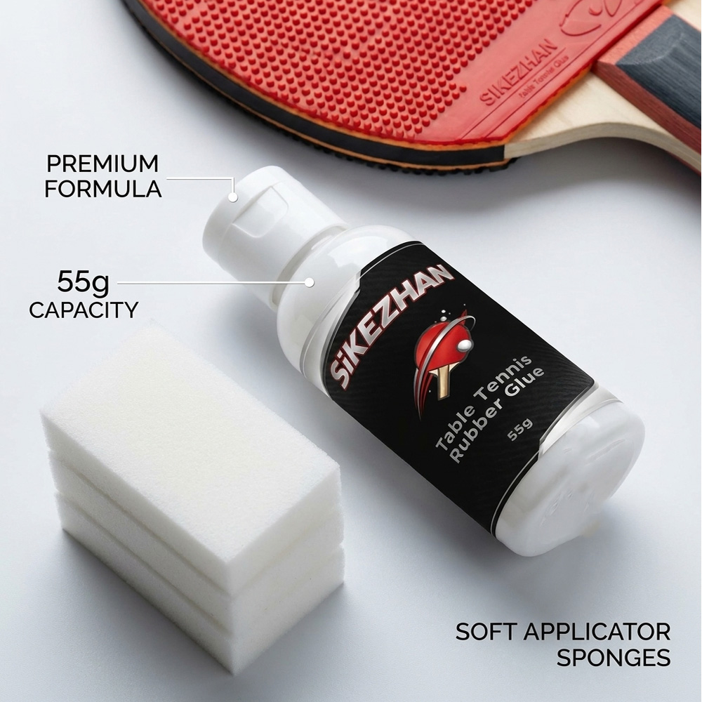 غراء مطاط تنس الطاولة 55G مع 3 - مراجعة Table Tennis Paddle Set وسعره