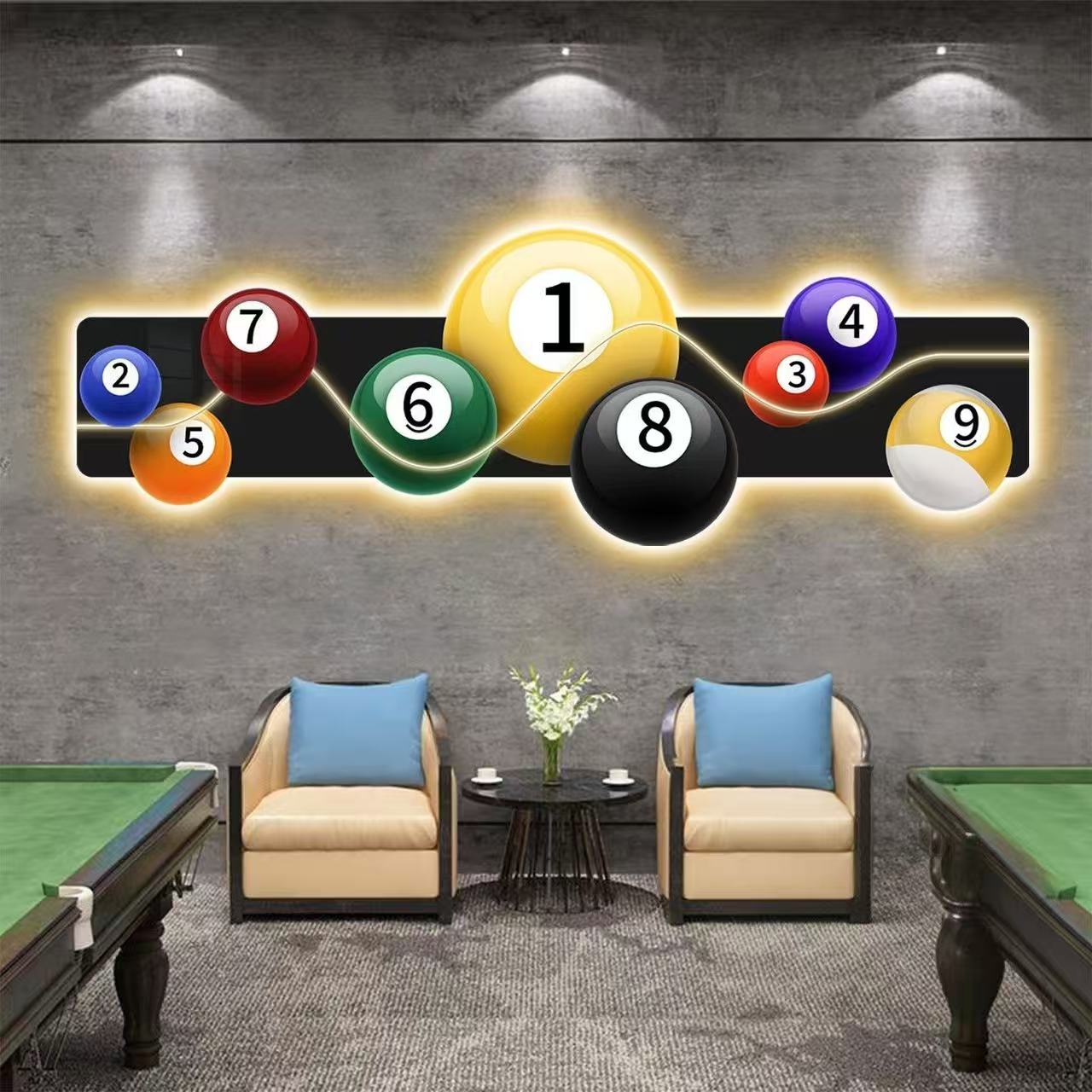 لوحة ديكور لقاعة البلياردو مع  - مراجعة Hall Table Tennis وسعره